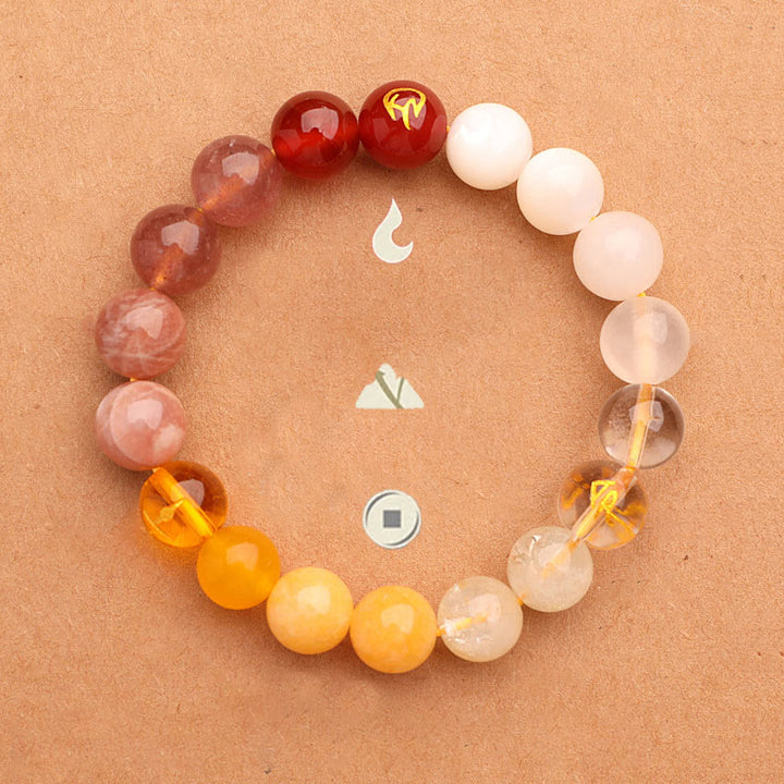 Buddha Stones Five Elements Various Agate Crystal Sun Stone Wisdom Bracelet - image 3