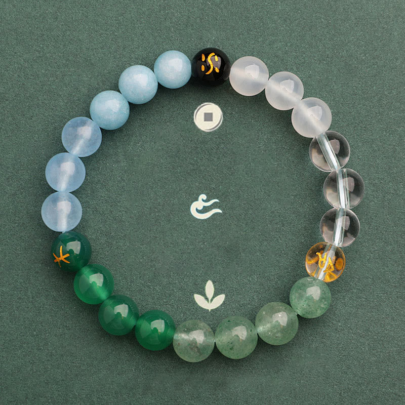 Buddha Stones Five Elements Various Agate Crystal Sun Stone Wisdom Bracelet - image 24