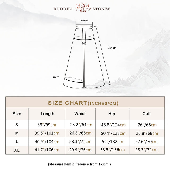 Buddha Stones Loose Cotton Drawstring Wide Leg Pants For Yoga Dance With Pockets - image 5