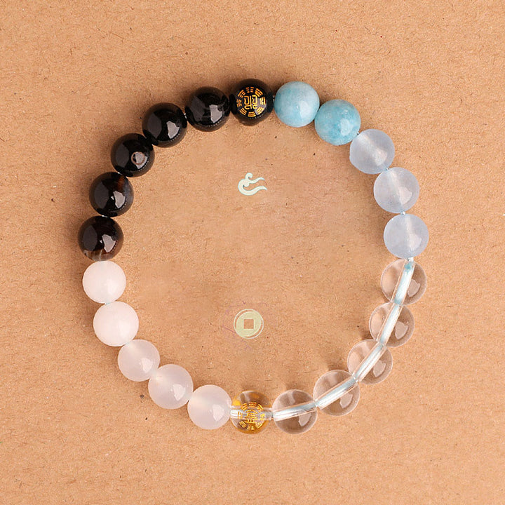 Buddha Stones Five Elements Various Agate Crystal Black Onyx Green Chalcedony Aquamarine Wisdom Bracelet - image 20