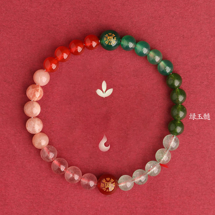 Buddha Stones Five Elements Various Agate Crystal Black Onyx Green Chalcedony Aquamarine Wisdom Bracelet - image 46