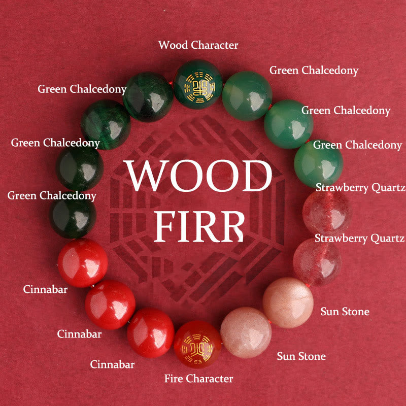 Buddha Stones Five Elements Various Agate Crystal Black Onyx Green Chalcedony Aquamarine Wisdom Bracelet - Wood Fire(Wrist Circumference: 14-16cm) - 12mm - image 51