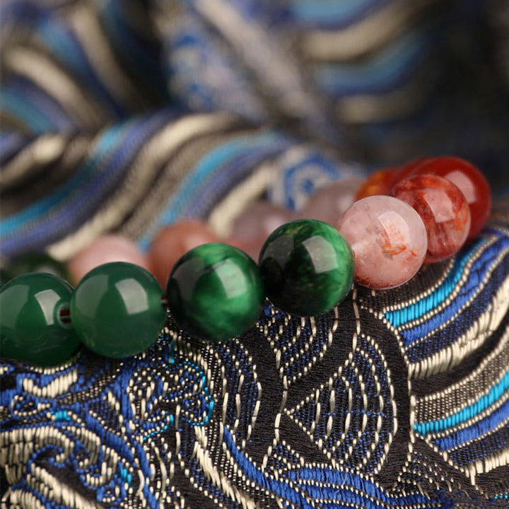 Buddha Stones Five Elements Various Agate Crystal Black Onyx Green Chalcedony Aquamarine Wisdom Bracelet - image 53