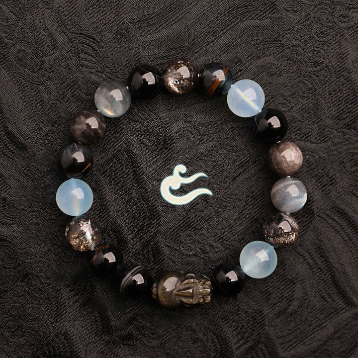 Buddha Stones Five Elements Various Agate Crystal Green Strawberry Quartz Moss Agate Green Phantom Luck Bracelet - image 24