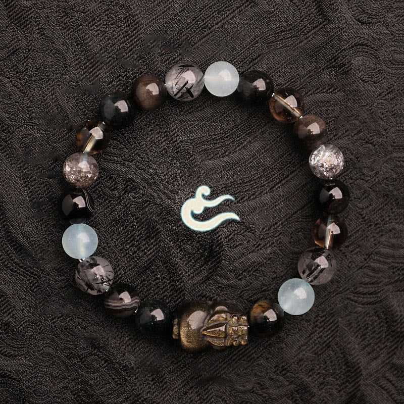 Buddha Stones Five Elements Various Agate Crystal Green Strawberry Quartz Moss Agate Green Phantom Luck Bracelet - image 26