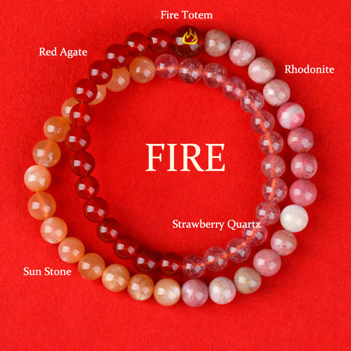 Buddha Stones Five Elements Various Agate Crystal Chalcedony White Crystal White Agate Luck Bracelet - Fire(Wrist Circumference: 14-16cm) - image 23