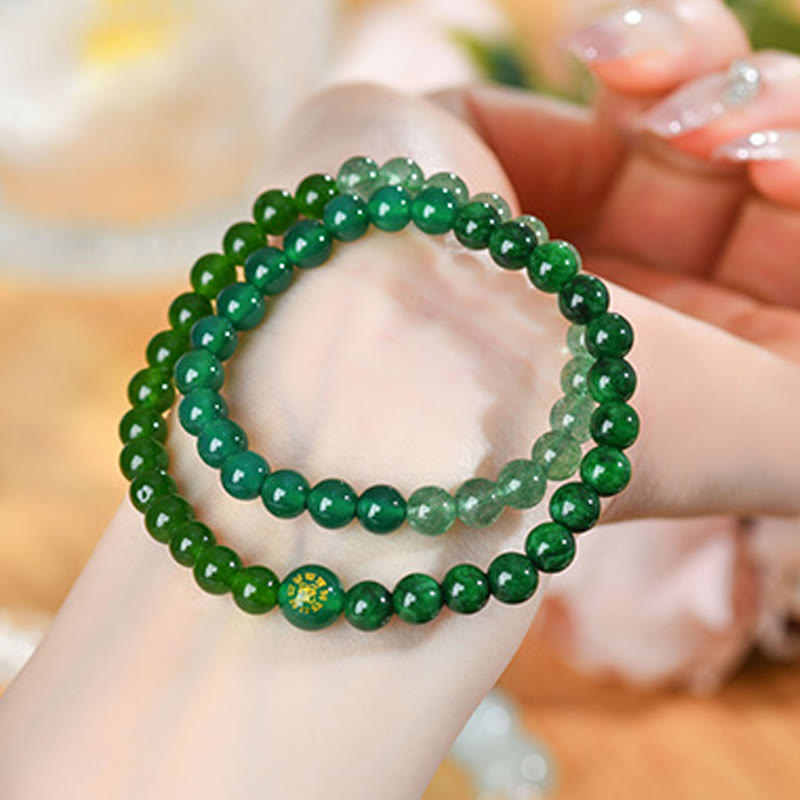 Buddha Stones Five Elements Various Agate Crystal Chalcedony White Crystal White Agate Luck Bracelet - image 11