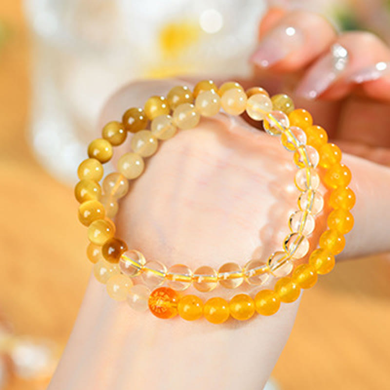 Buddha Stones Five Elements Various Agate Crystal Chalcedony White Crystal White Agate Luck Bracelet - image 34