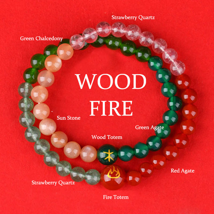 Buddha Stones Five Elements Various Agate Crystal Pearl Black Onyx White Agate White Crystal Luck Bracelet - Wood Fire(Wrist Circumference: 14-16cm) - image 11