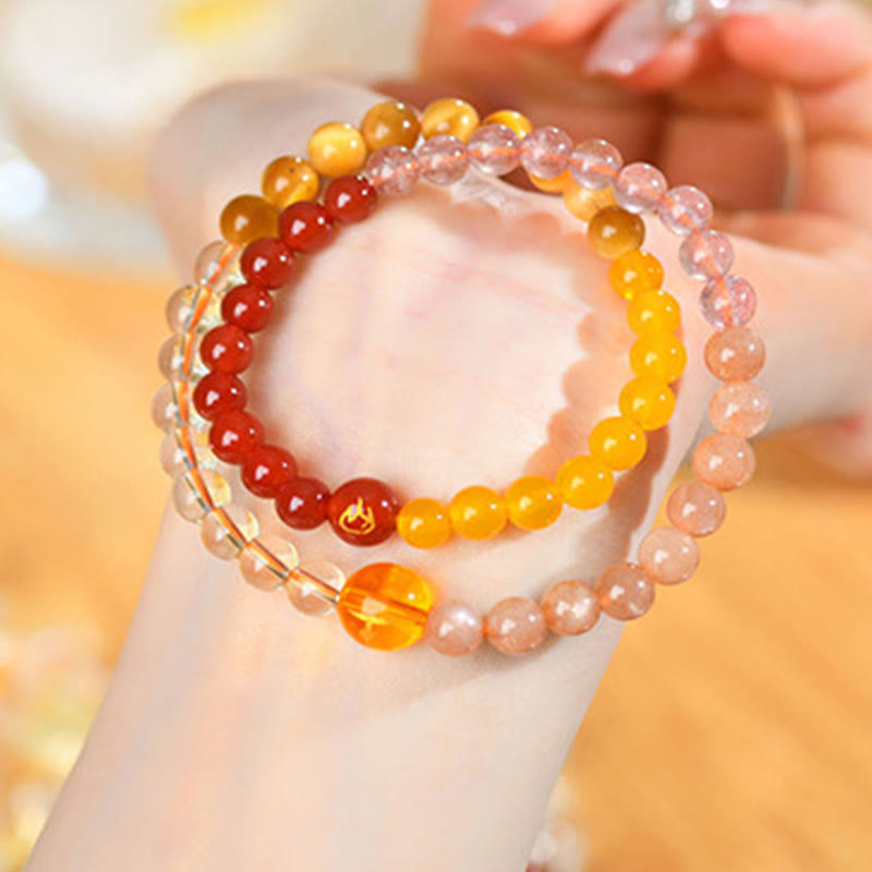 Buddha Stones Five Elements Various Agate Crystal Pearl Black Onyx White Agate White Crystal Luck Bracelet - image 27