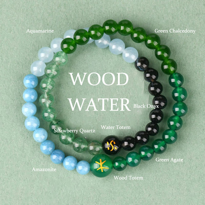 Buddha Stones Five Elements Various Agate Crystal Pearl Black Onyx White Agate White Crystal Luck Bracelet - Water Wood(Wrist Circumference: 14-16cm) - image 20