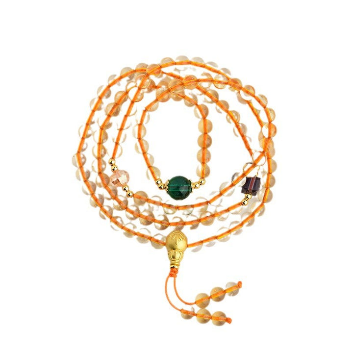 Buddha Stones 108 Mala Beads Citrine Happiness Bracelet - image 8