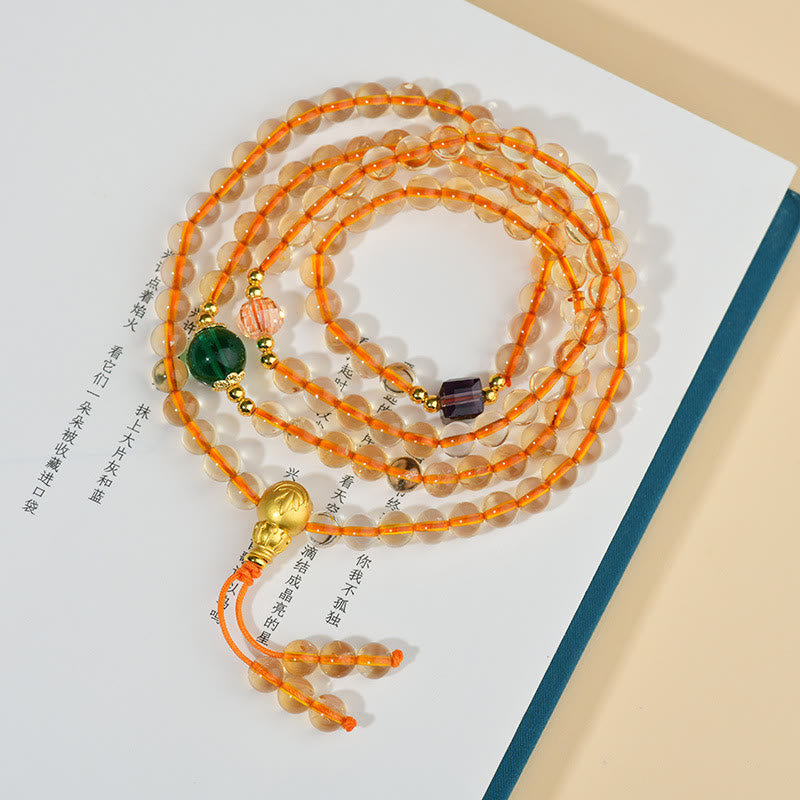Buddha Stones 108 Mala Beads Citrine Happiness Bracelet - image 1
