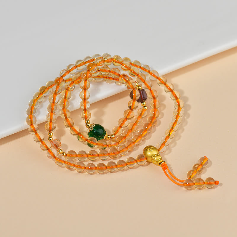 Buddha Stones 108 Mala Beads Citrine Happiness Bracelet - image 4