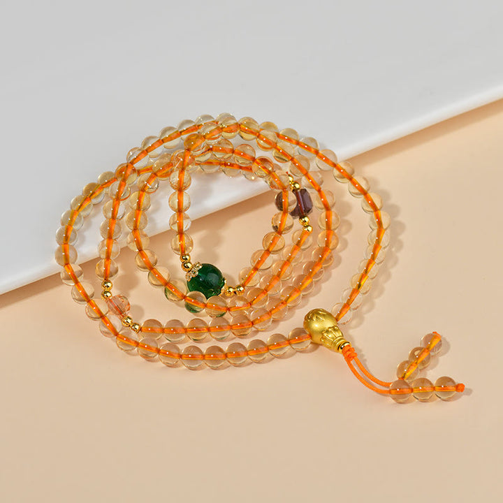 Buddha Stones 108 Mala Beads Citrine Happiness Bracelet - image 4