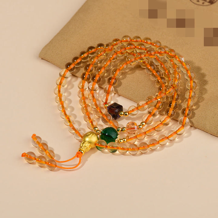 Buddha Stones 108 Mala Beads Citrine Happiness Bracelet - Citrine(Wrist Circumference: 14-16cm) - image 0