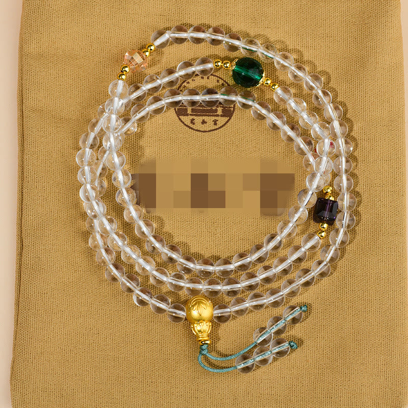 Buddha Stones 108 Mala Beads White Crystal Clarity Bracelet - image 7