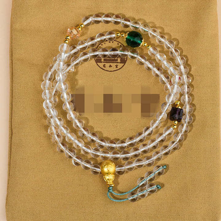 Buddha Stones 108 Mala Beads White Crystal Clarity Bracelet - image 7