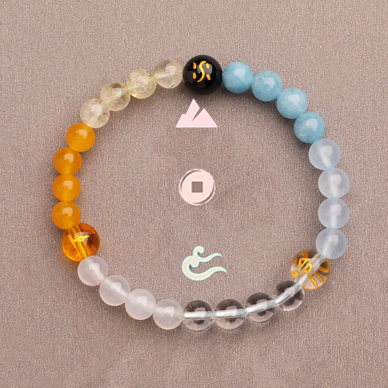 Buddha Stones Five Elements Various Agate Crystal Green Strawberry Quartz Sun Stone Wealth Bracelet - image 17