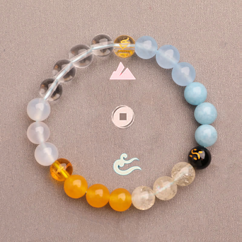Buddha Stones Five Elements Various Agate Crystal Green Strawberry Quartz Sun Stone Wealth Bracelet - image 19