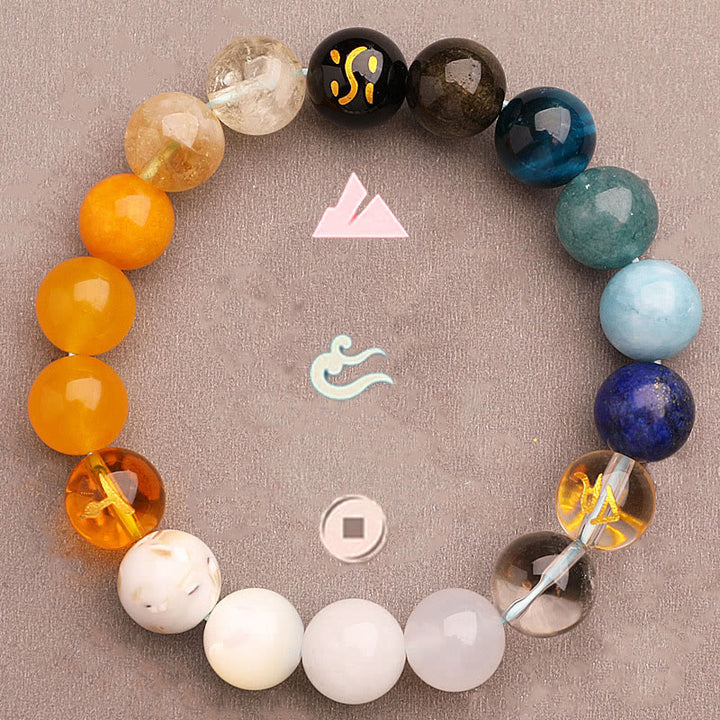 Buddha Stones Five Elements Various Agate Crystal Green Strawberry Quartz Sun Stone Wealth Bracelet - image 23