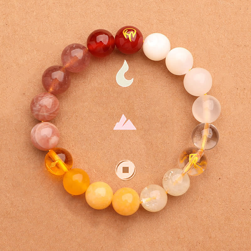 Buddha Stones Five Elements Various Agate Crystal Green Strawberry Quartz Sun Stone Wealth Bracelet - image 29