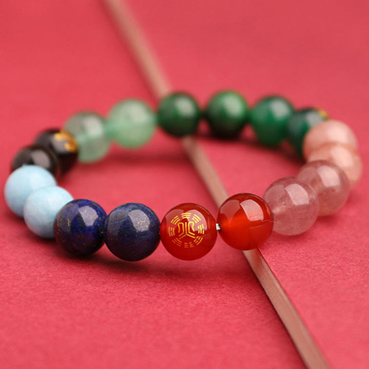 Buddha Stones Five Elements Various Agate Crystal Green Strawberry Quartz Sun Stone Wealth Bracelet - image 40