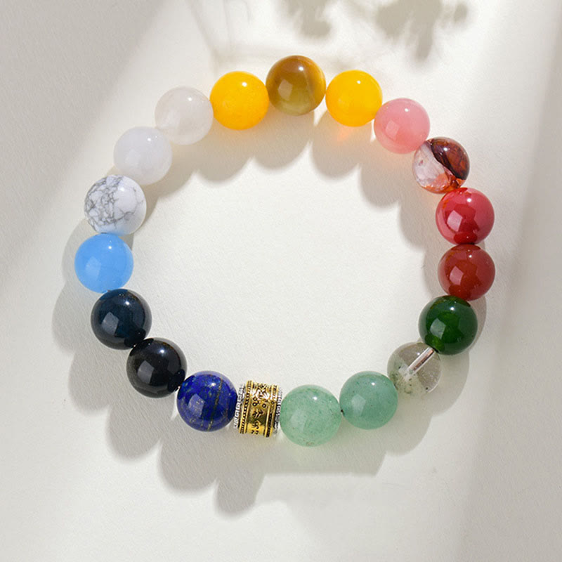 Buddha Stones Five Elements Various Agate Crystal Red Agate Gold Sheen Obsidian Yellow Agate Luck Bracelet - Five Elements(Wrist Circumference: 14-16cm) - 12mm - image 14