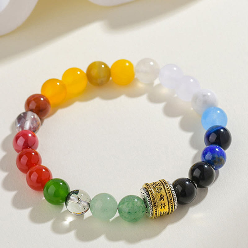 Buddha Stones Five Elements Various Agate Crystal Red Agate Gold Sheen Obsidian Yellow Agate Luck Bracelet - image 3