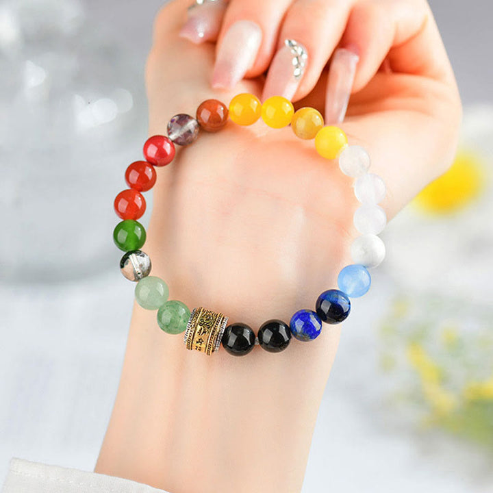 Buddha Stones Five Elements Various Agate Crystal Red Agate Gold Sheen Obsidian Yellow Agate Luck Bracelet - image 5