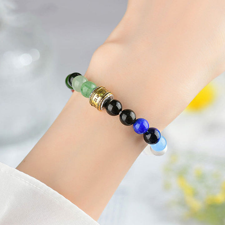 Buddha Stones Five Elements Various Agate Crystal Red Agate Gold Sheen Obsidian Yellow Agate Luck Bracelet - image 4