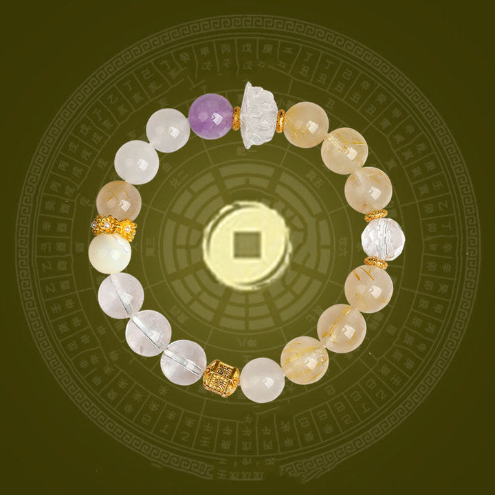 Buddha Stones Five Elements Various Agate Crystal Green Phantom Rutilated Quartz Green Grape Agate Malachite Luck Bracelet - image 11