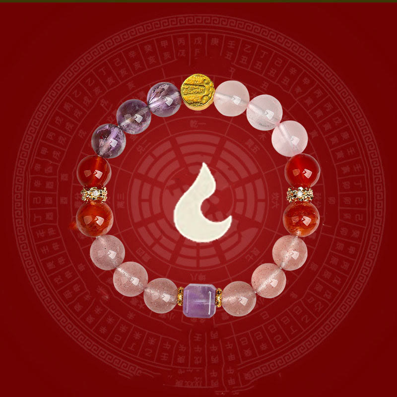 Buddha Stones Five Elements Various Agate Crystal Green Phantom Rutilated Quartz Green Grape Agate Malachite Luck Bracelet - image 18