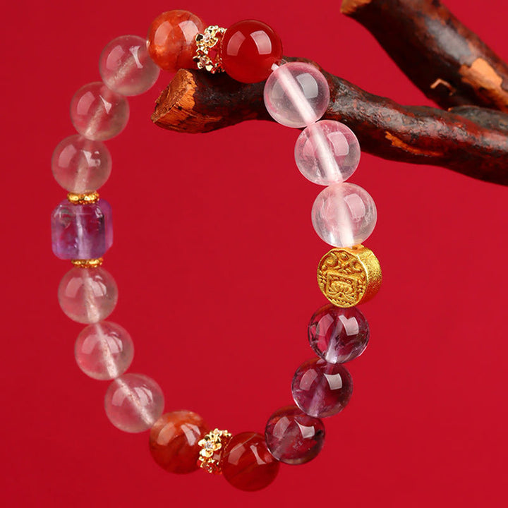 Buddha Stones Five Elements Various Agate Crystal Green Phantom Rutilated Quartz Green Grape Agate Malachite Luck Bracelet - image 20