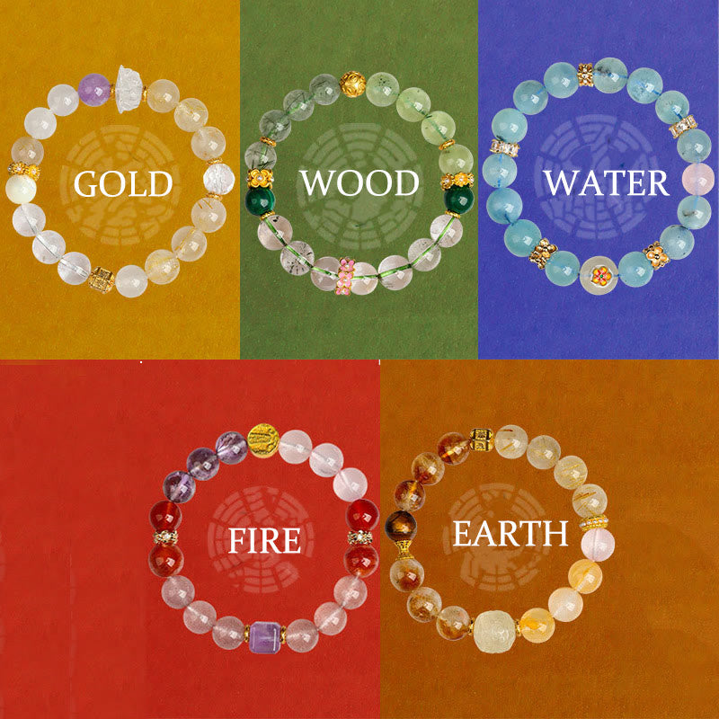 Buddha Stones Five Elements Various Agate Crystal Green Phantom Rutilated Quartz Green Grape Agate Malachite Luck Bracelet - image 4