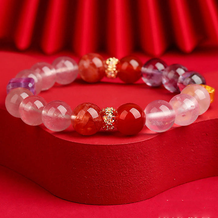 Buddha Stones Five Elements Various Agate Crystal Green Phantom Rutilated Quartz Green Grape Agate Malachite Luck Bracelet - image 19