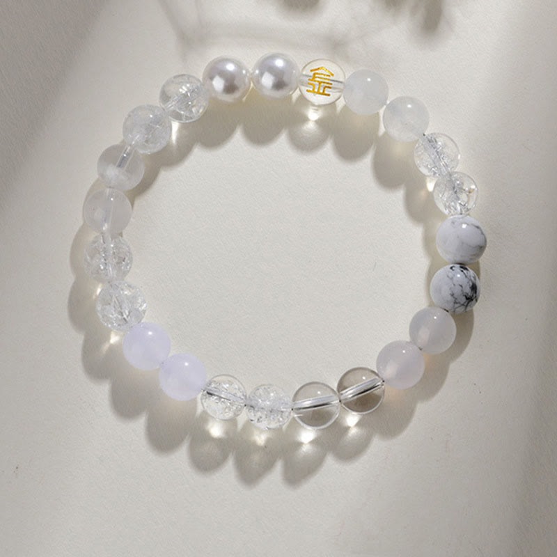 Buddha Stones Five Elements Various Agate Crystal Rutilated Quartz Tiger Eye Yellow Agate Citrine Luck Bracelet - Gold(Wrist Circumference: 14-16cm) - 8mm - image 13