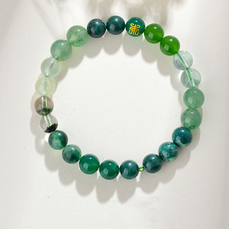 Buddha Stones Five Elements Various Agate Crystal Rutilated Quartz Tiger Eye Yellow Agate Citrine Luck Bracelet - Wood(Wrist Circumference: 14-16cm) - 8mm - image 18