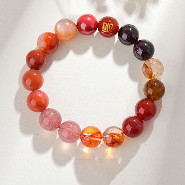 Buddha Stones Five Elements Various Agate Crystal Rutilated Quartz Tiger Eye Yellow Agate Citrine Luck Bracelet - Fire(Wrist Circumference: 14-16cm) - 12mm - image 29