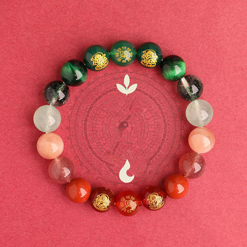 Buddha Stones Five Elements Various Agate Crystal South Red Agate Strawberry Quartz Sun Stone Citrine Luck Bracelet - image 24