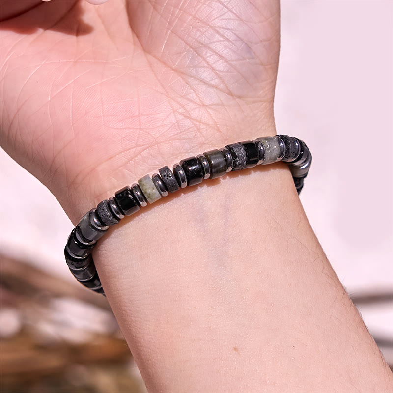 Buddha Stones Hematite Turquoise Lazurite Lapis Lazuli Lava Rock Black Glitter Stone Support Bracelet - image 15