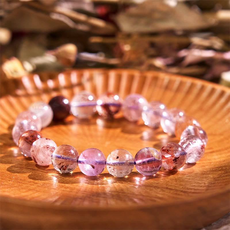 Buddha Stones Natural Purple Phantom Love Wisdom Bracelet - Purple Phantom-12mm(Wrist Circumference: 17-17.5cm) - image 4
