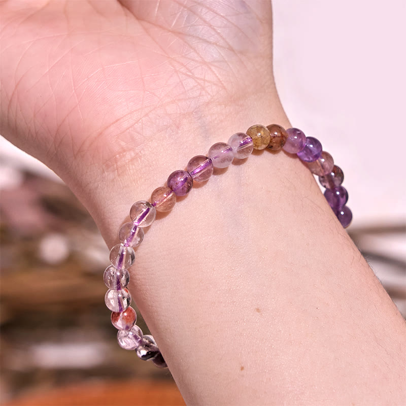 Buddha Stones Natural Purple Phantom Love Wisdom Bracelet - image 1