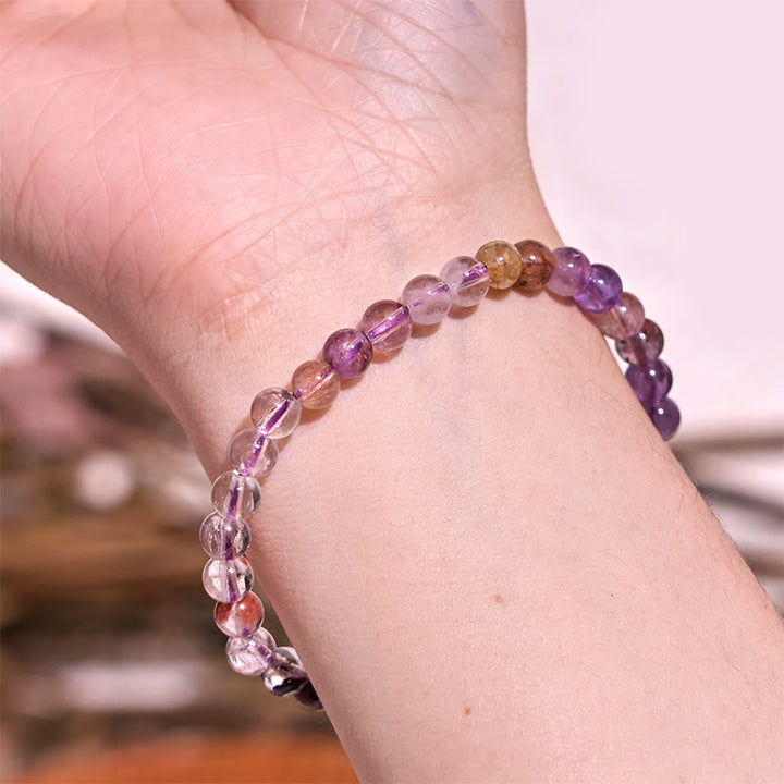 Buddha Stones Natural Purple Phantom Love Wisdom Bracelet - image 1