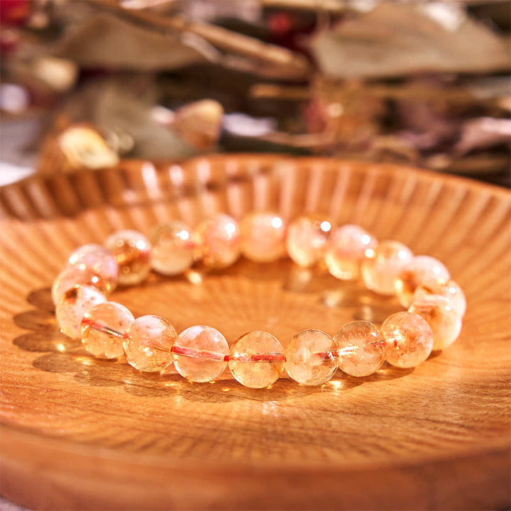 Buddha Stones Natural Citrine Snowflake Crystal Prosperity Bracelet - Citrine-10mm(Wrist Circumference: 16-17cm) - image 0