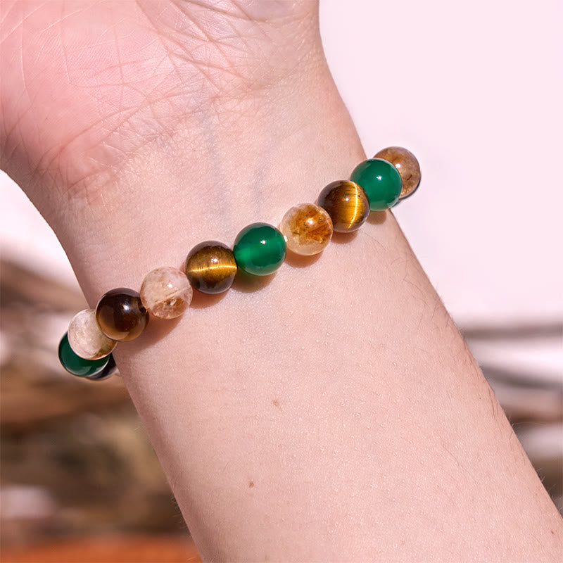 Buddha Stones Natural Tiger Eye Green Agate Citrine Mix And Match Beads Protection Bracelet - image 3