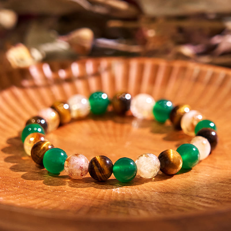 Buddha Stones Natural Tiger Eye Green Agate Citrine Mix And Match Beads Protection Bracelet - image 4