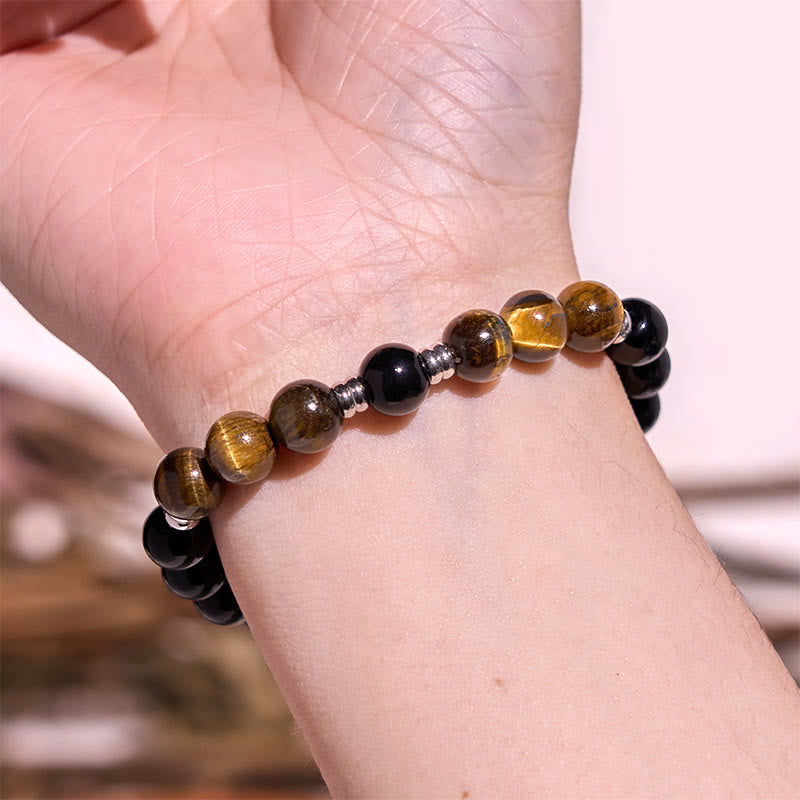 Buddha Stones 2Pcs Hematite Tiger Eye Blue Tiger Eye Powerful Bracelet Set - image 6
