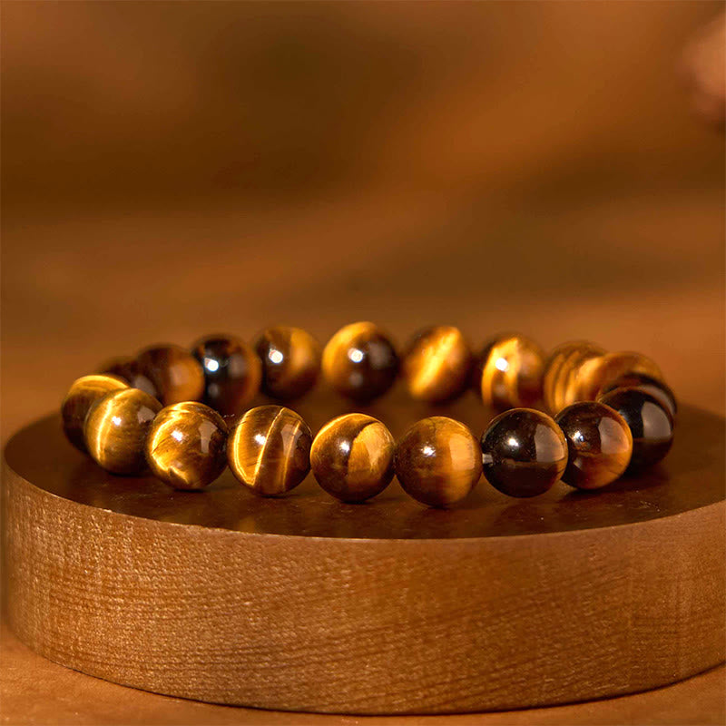 Buddha Stones Tiger Eye Strength Bracelet - Tiger Eye(Wrist Circumference: 14-16cm) - 12mm - image 0