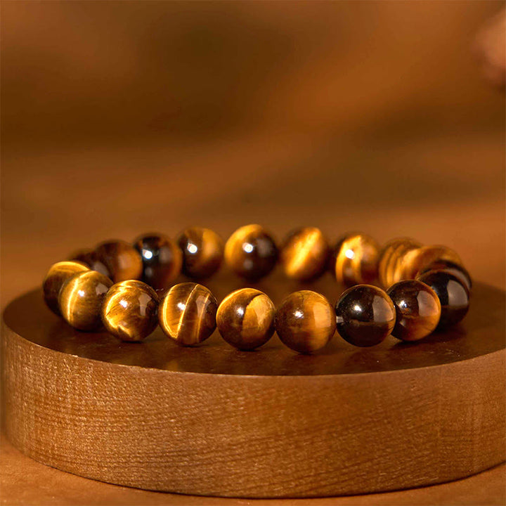 Buddha Stones Tiger Eye Strength Bracelet - Tiger Eye(Wrist Circumference: 14-16cm) - 12mm - image 0